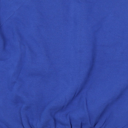 Brand and care label for Kustom Kit men’s blue jumper, size M