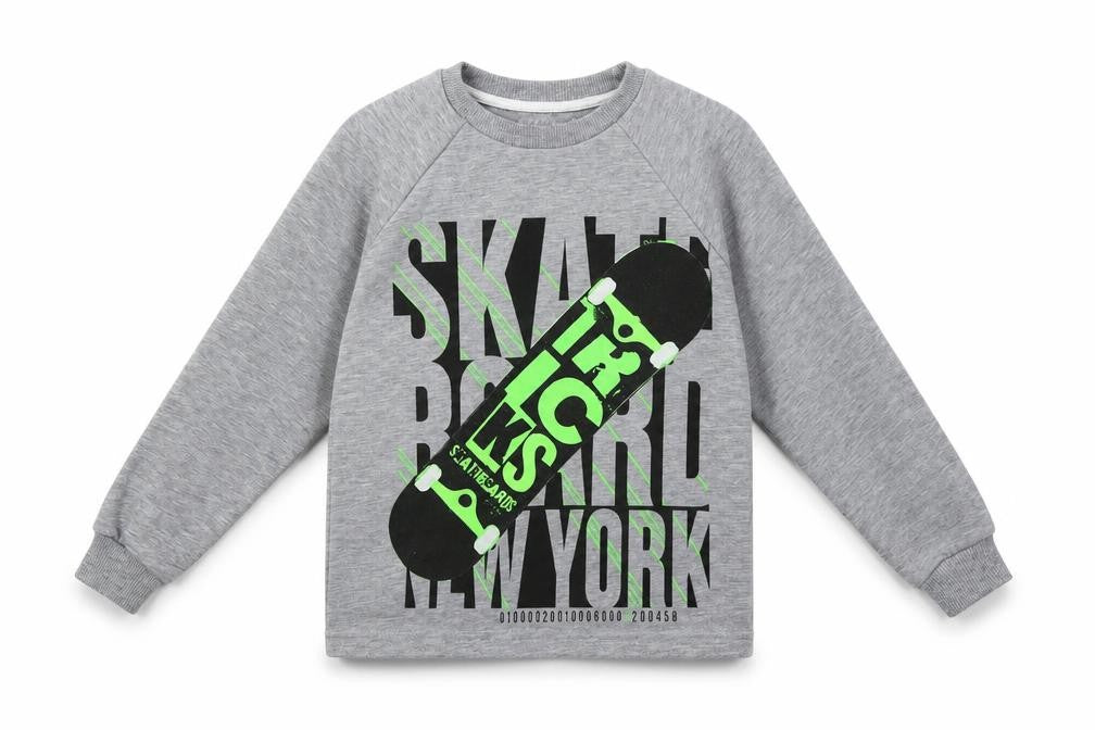 Front view of By Lid-ma-r boys’ grey pullover sweatshirt, size 7-8, years - skate