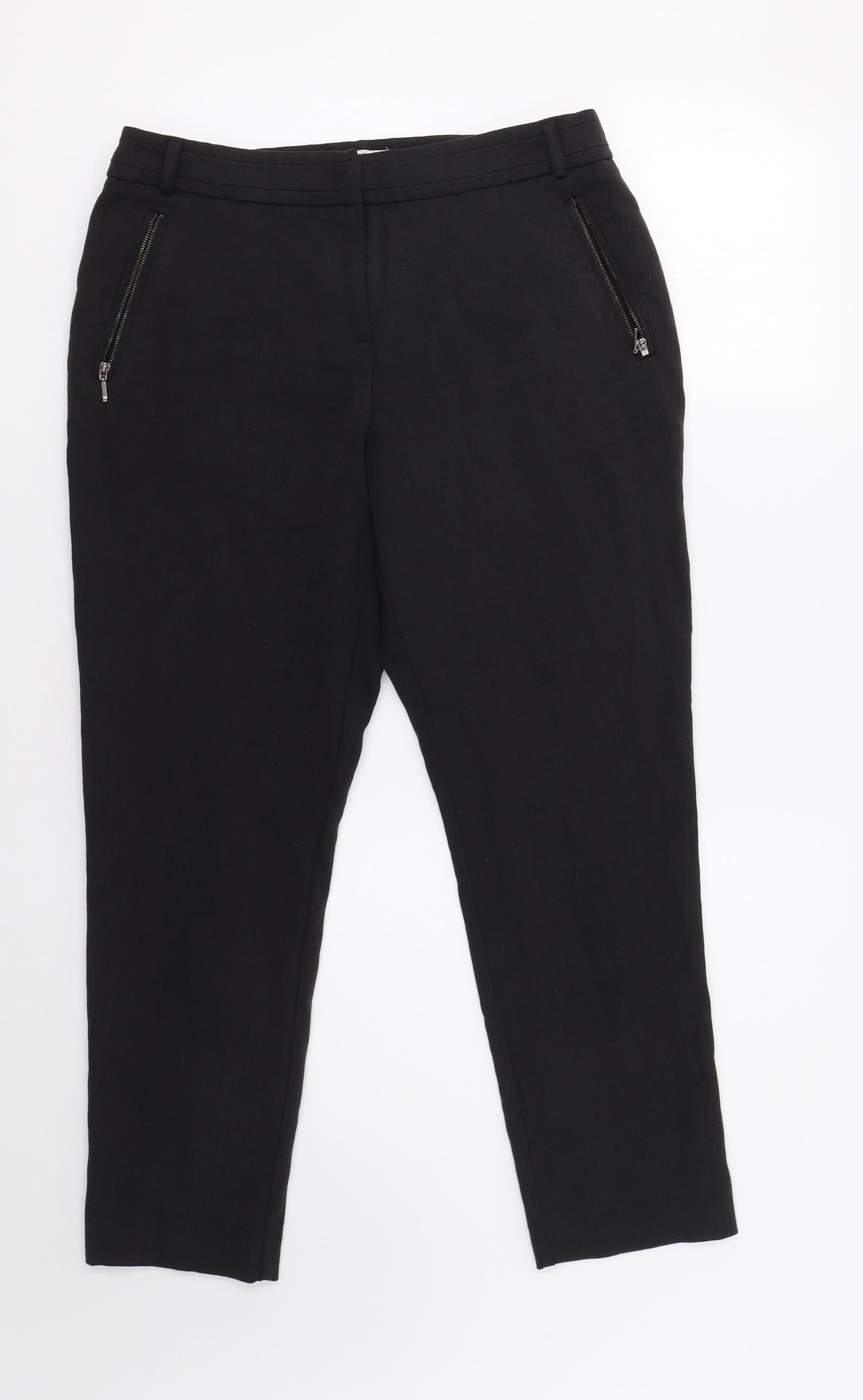 Womens UK Size 12 Wallis Regular Fit Dress Pants Black Trousers