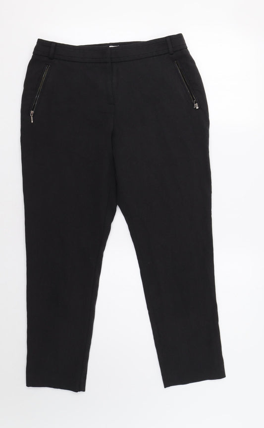 Womens UK Size 12 Wallis Regular Fit Dress Pants Black Trousers