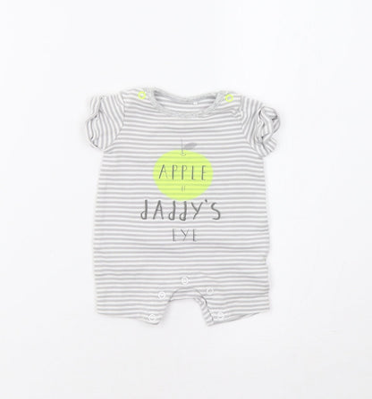Mothercare Baby Grey Striped  Romper One-Piece Size 0-3 Months  - Apple