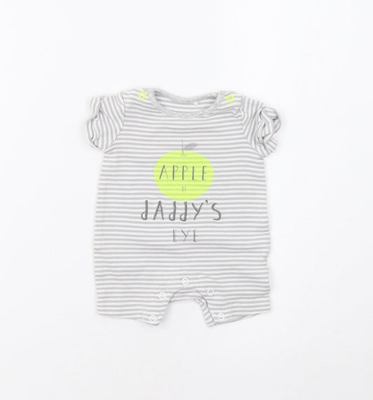 Mothercare Baby Grey Striped  Romper One-Piece Size 0-3 Months  - Apple