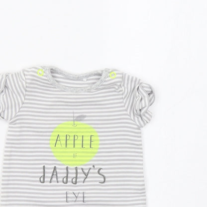 Mothercare Baby Grey Striped  Romper One-Piece Size 0-3 Months  - Apple