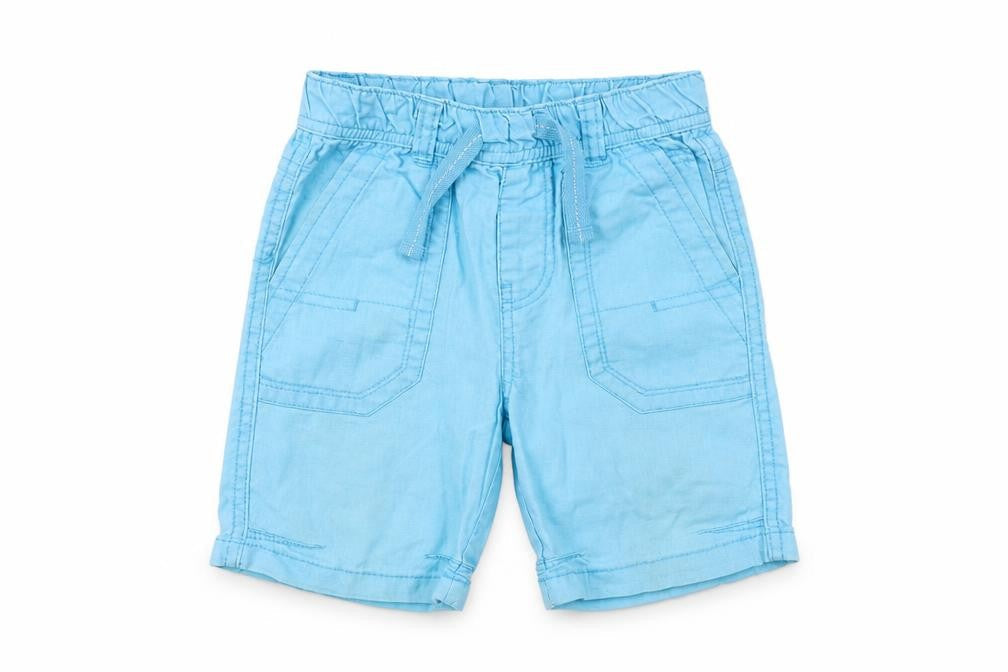 Front view of Urban Rascals boys’ blue bermuda shorts, size 2-3, years
