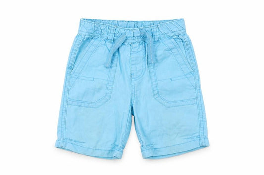 Front view of Urban Rascals boys’ blue bermuda shorts, size 2-3, years