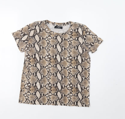 Womens UK Size M Bershka Beige Basic Blouse