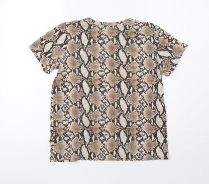 Womens UK Size M Bershka Beige Basic Blouse