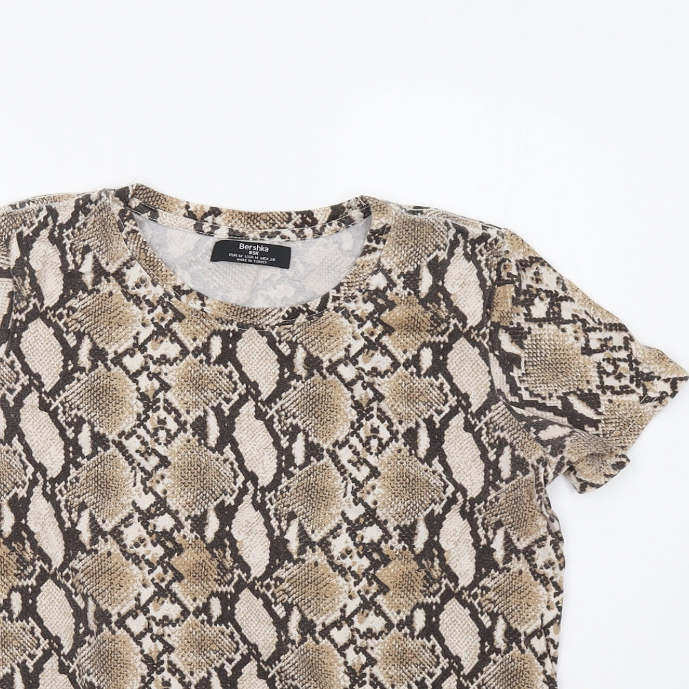 Womens UK Size M Bershka Beige Basic Blouse