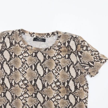 Womens UK Size M Bershka Beige Basic Blouse