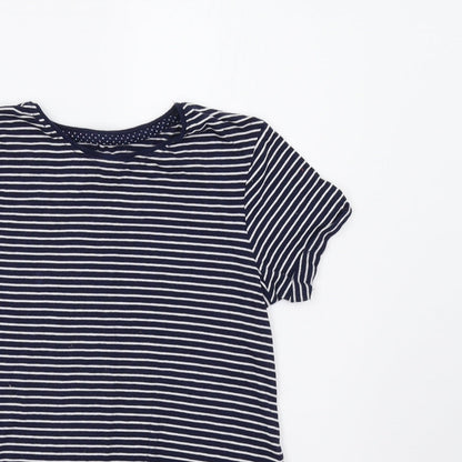 YD Girls Blue Striped  Basic Polo Size 8-9 Years