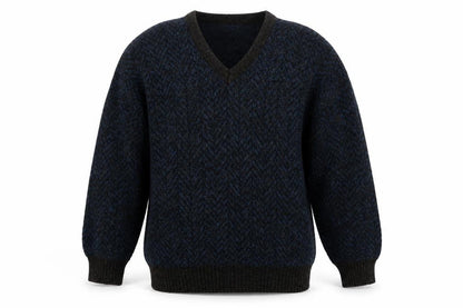 Front view of Nico men’s brown herringbone jumper, size M