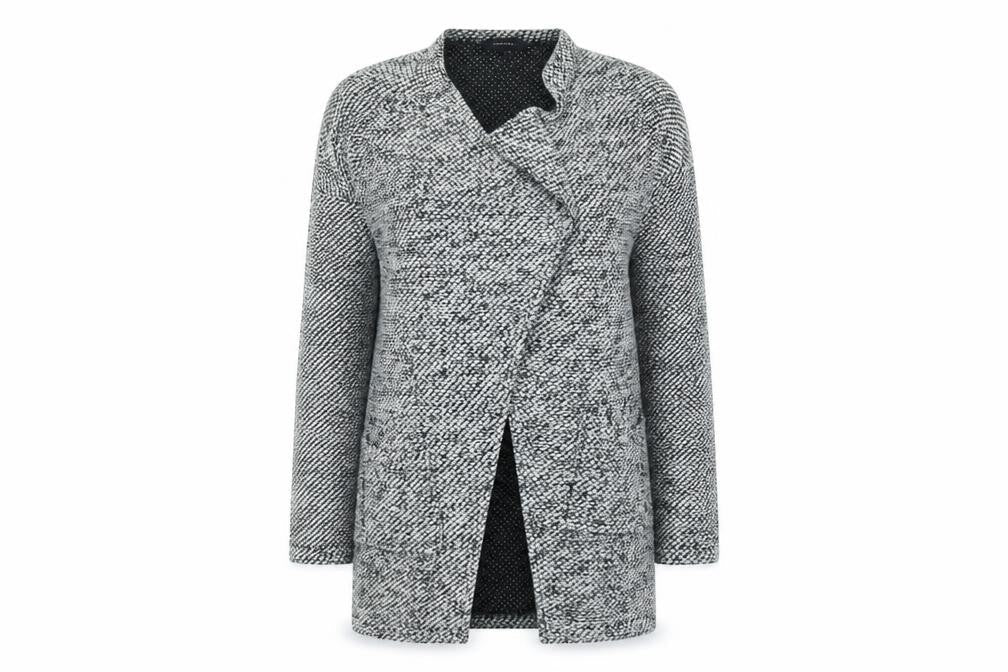 Front view of Atmosphere women’s grey cardigan jumper, size M