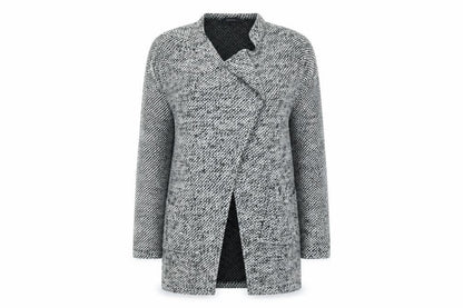 Front view of Atmosphere women’s grey cardigan jumper, size M