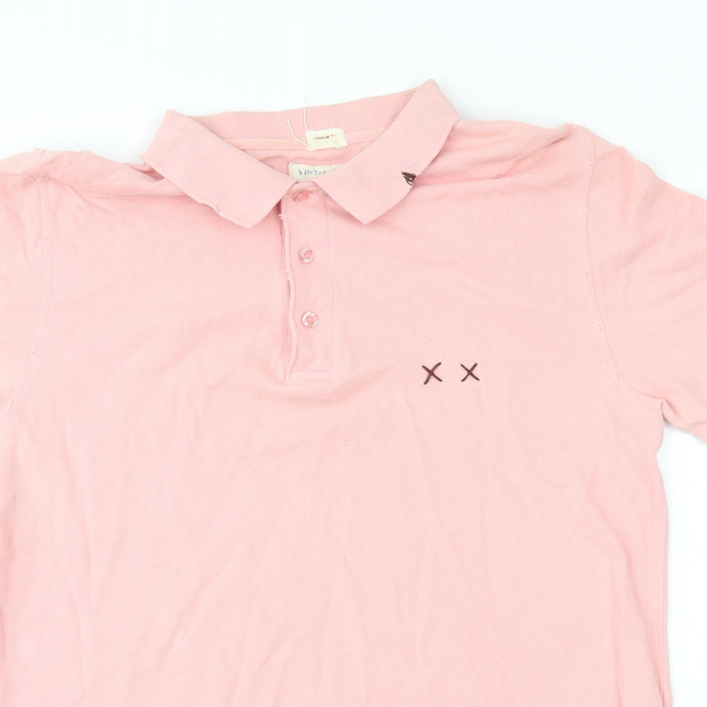 Vintage maac Mens Pink    Polo Size L  - distressed