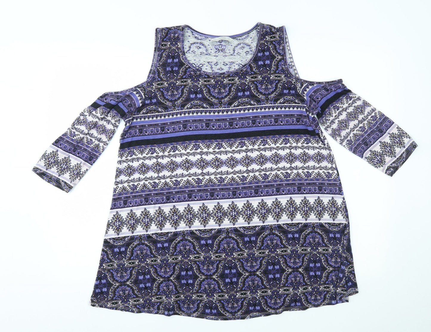 George Womens Purple Fair Isle  Basic Blouse Size 12