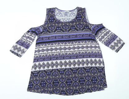 George Womens Purple Fair Isle  Basic Blouse Size 12