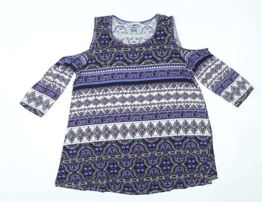 George Womens Purple Fair Isle  Basic Blouse Size 12