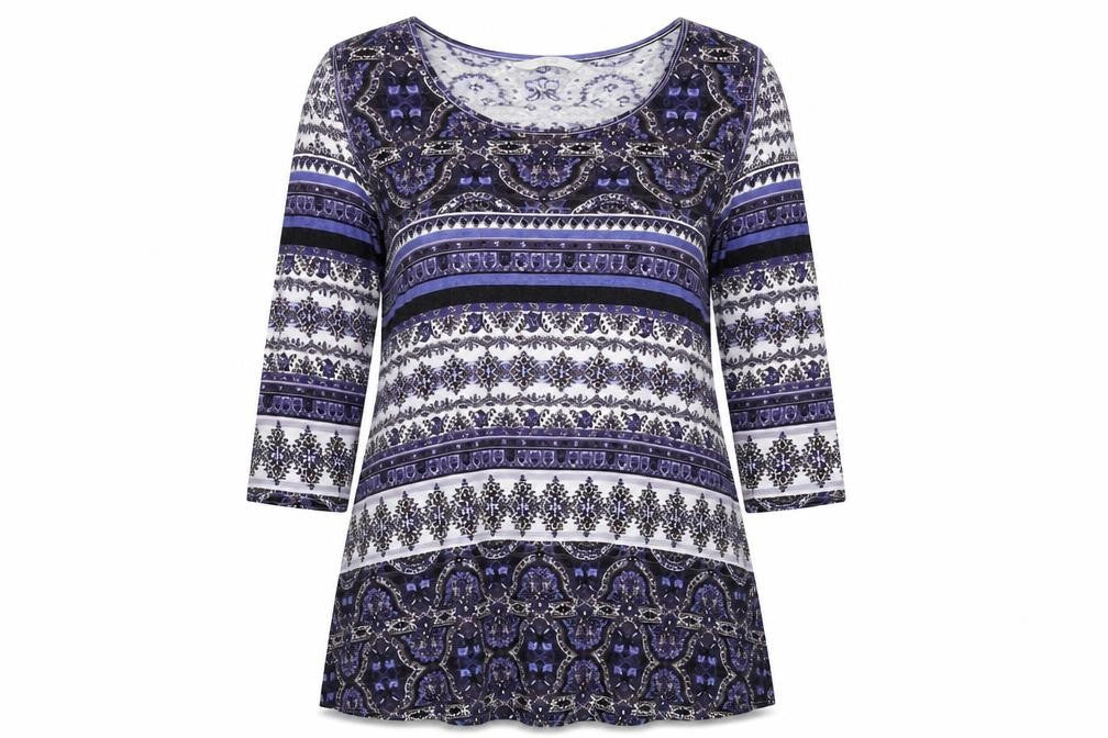 George Womens Purple Fair Isle  Basic Blouse Size 12