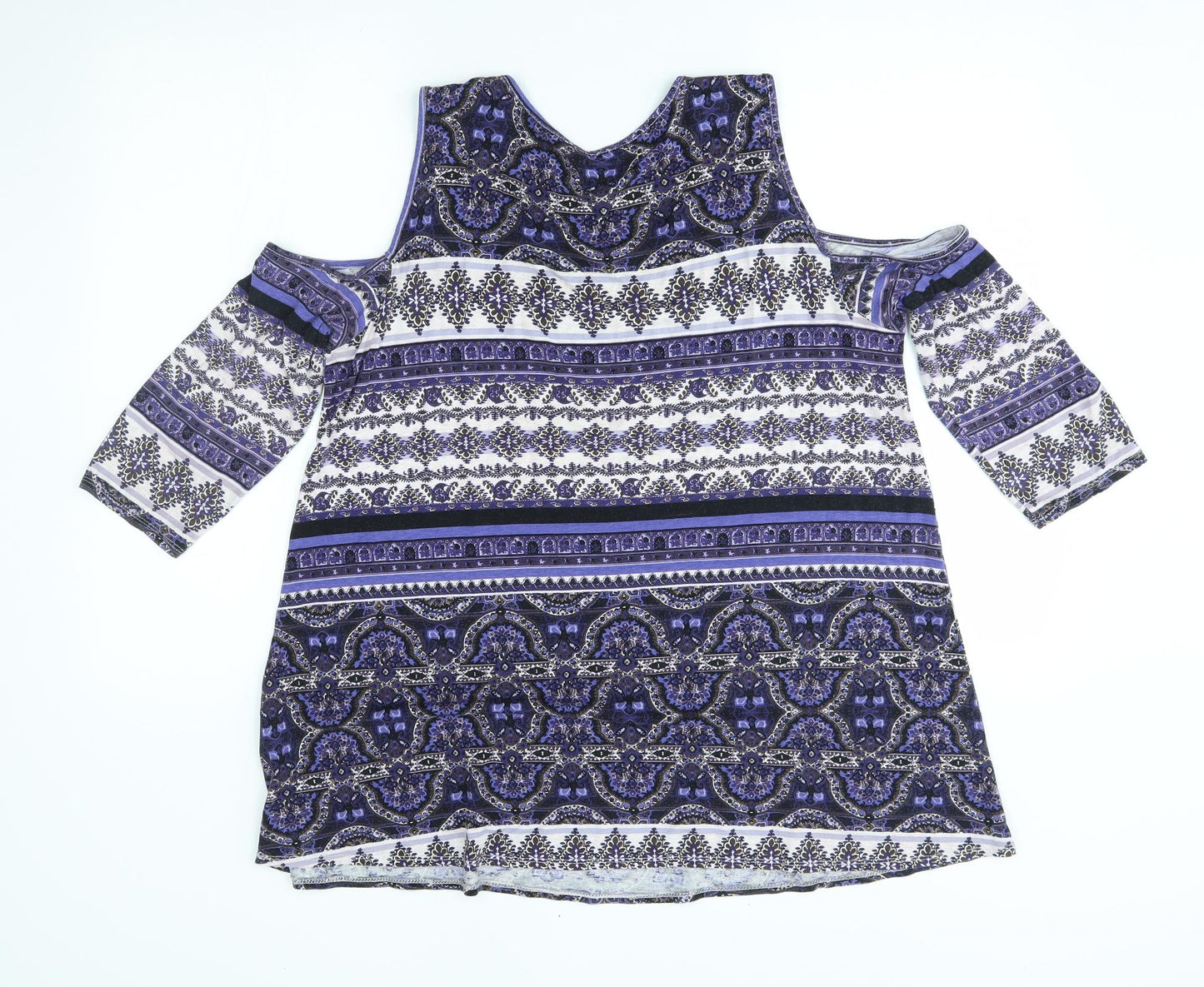 George Womens Purple Fair Isle  Basic Blouse Size 12