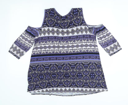 George Womens Purple Fair Isle  Basic Blouse Size 12