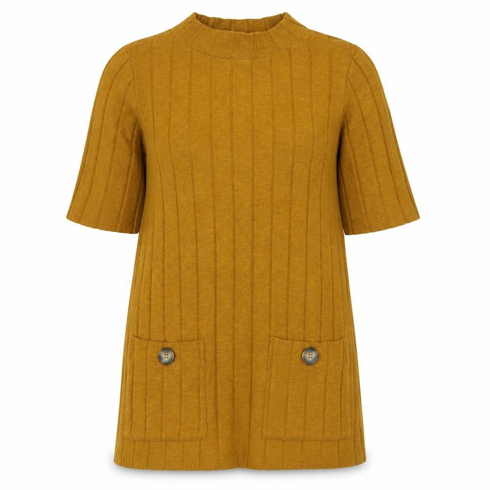 Front view of F&F women’s gold tunic jumper, size UK 8