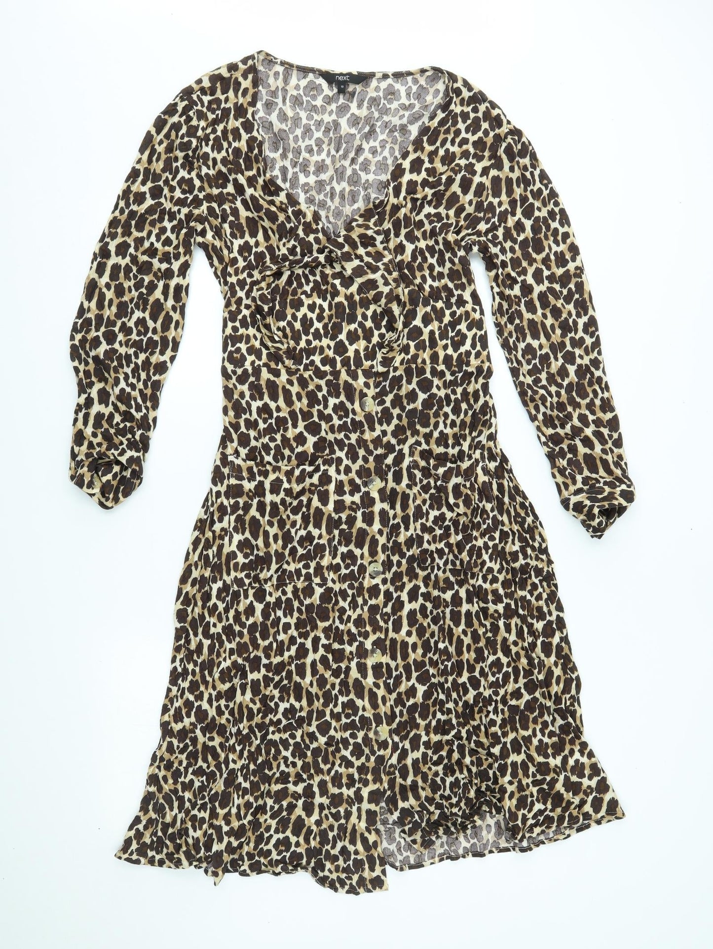 NEXT Womens Gold Animal Print  A-Line  Size 10