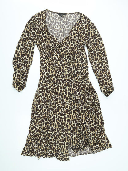 NEXT Womens Gold Animal Print  A-Line  Size 10