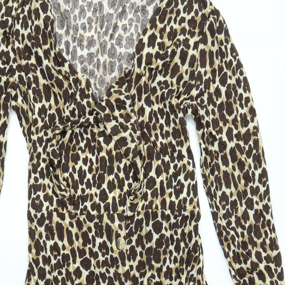 NEXT Womens Gold Animal Print  A-Line  Size 10