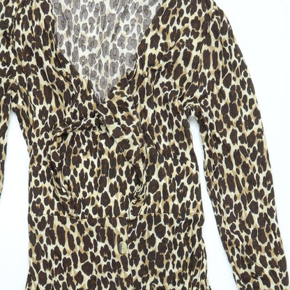 NEXT Womens Gold Animal Print  A-Line  Size 10