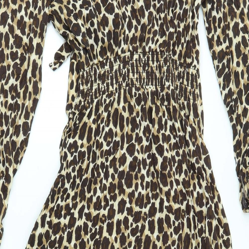 NEXT Womens Gold Animal Print  A-Line  Size 10
