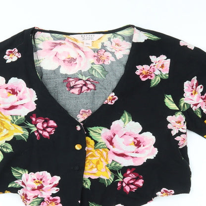 Miss Selfridge Womens Black Floral  Basic Button-Up Size 8