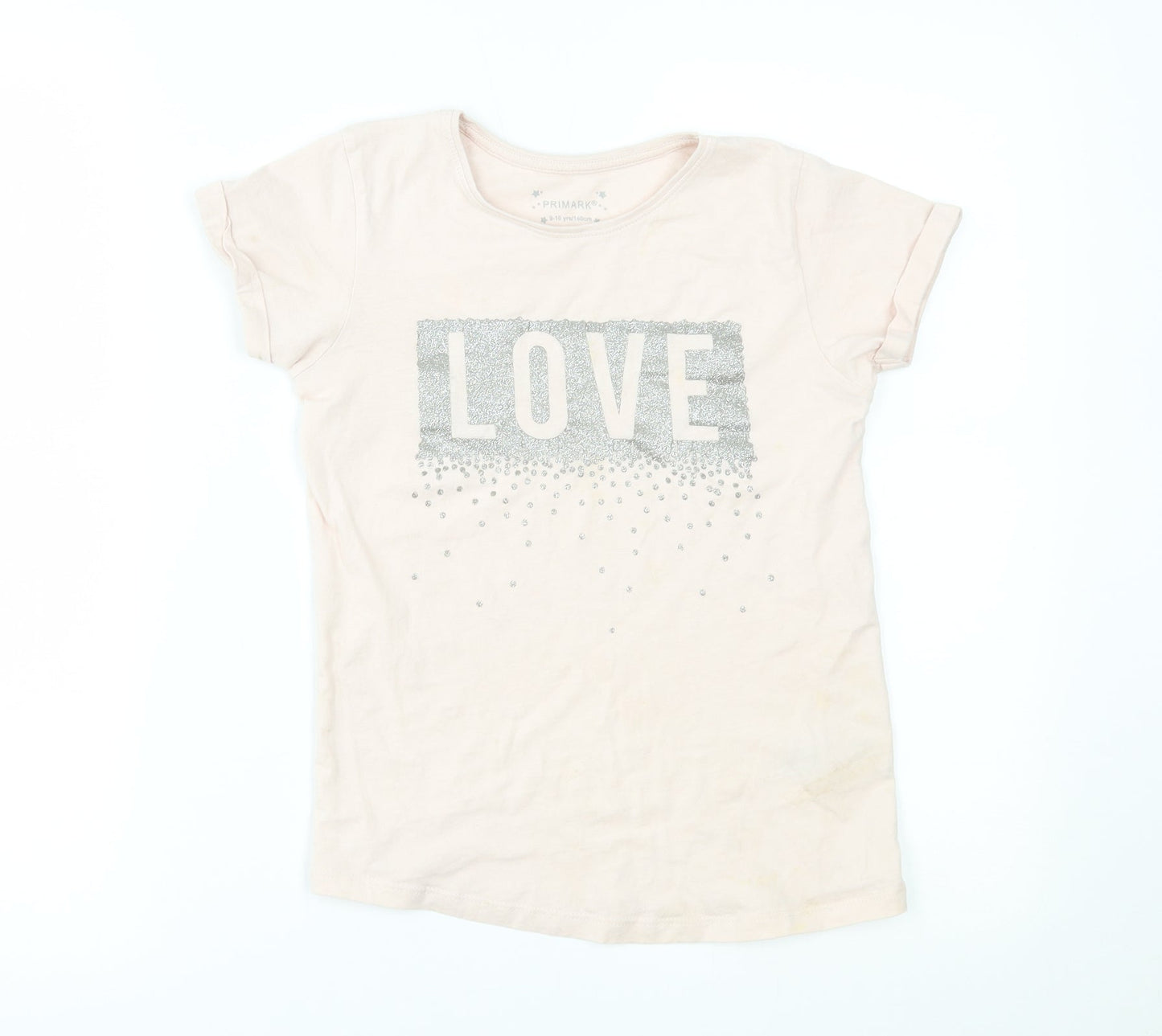 Primark Girls Pink   Basic T-Shirt Size 9-10 Years  - love