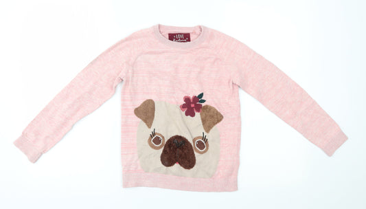 TU Girls Pink   Pullover Jumper Size 10 Years  - pug