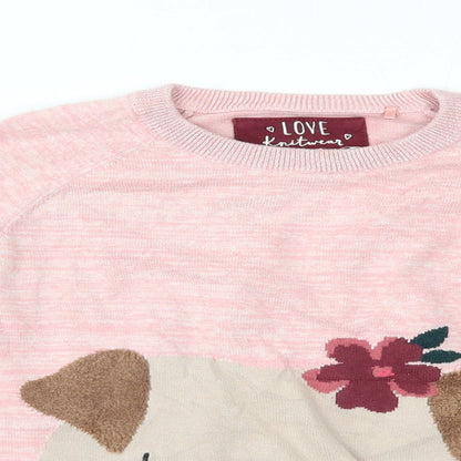 TU Girls Pink   Pullover Jumper Size 10 Years  - pug