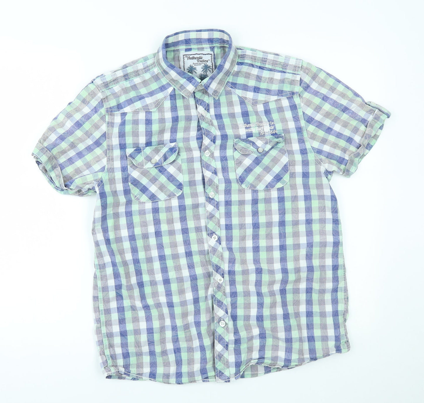 urban spirit Mens Green Plaid   Button-Up Size M