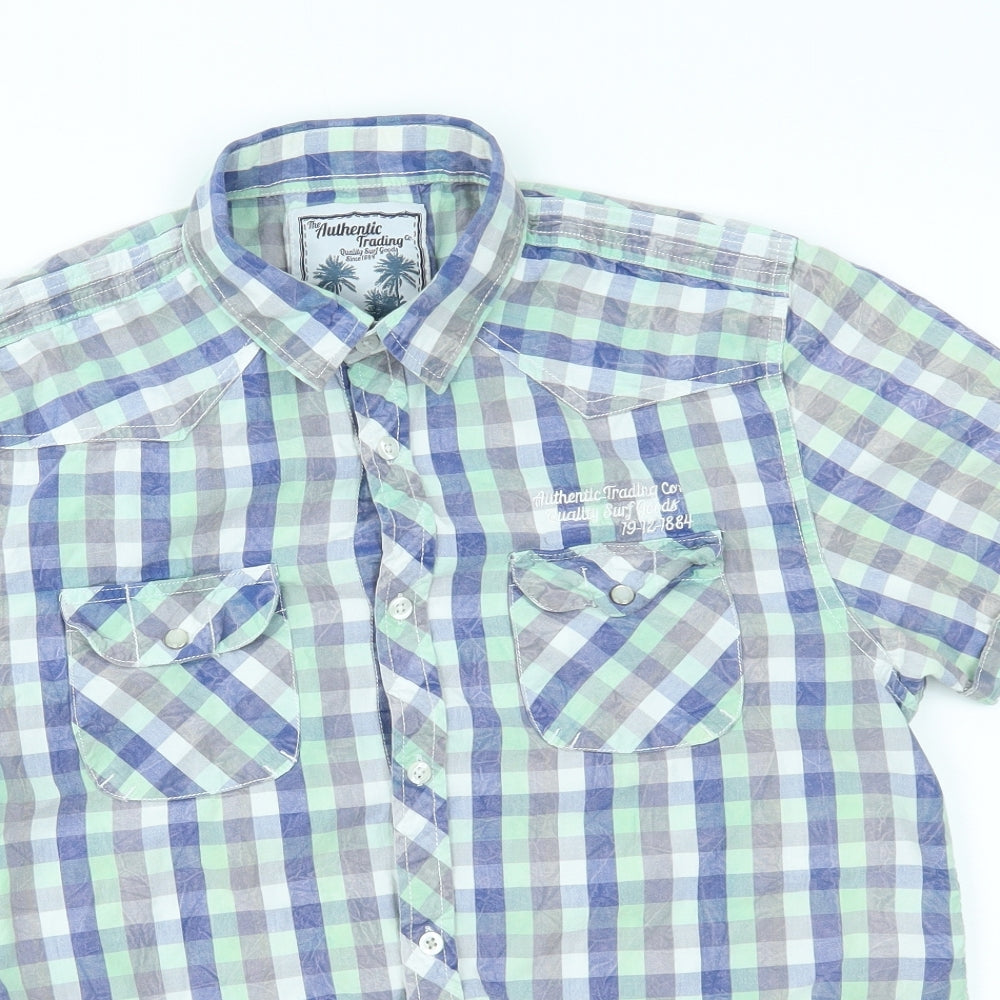 urban spirit Mens Green Plaid   Button-Up Size M