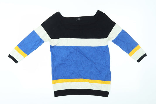 F&F Womens Blue Striped  Pullover Jumper Size 10