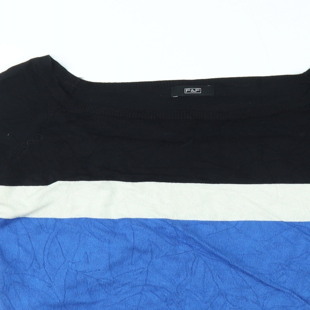 F&F Womens Blue Striped  Pullover Jumper Size 10