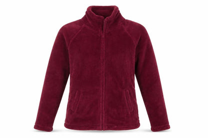 Front view of NIGHT&DAY women’s purple fleece full zip jumper, size M