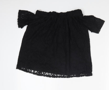 Atmosphere Womens Black Floral  Basic T-Shirt Size 6
