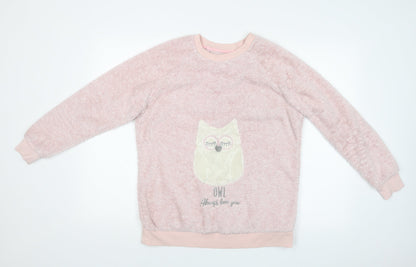 Additional front view of F&F women’s pink pullover sweatshirt, size UK 10