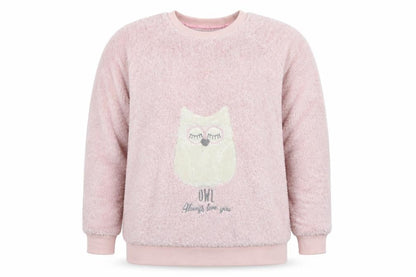 Front view of F&F women’s pink pullover sweatshirt, size UK 10