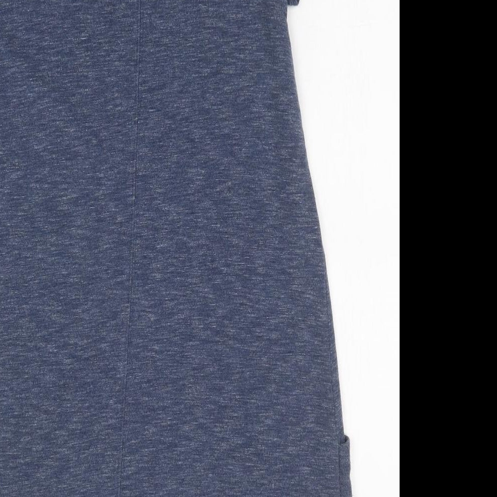 Brand and care label for AnyBody women’s blue basic t-shirt, size S
