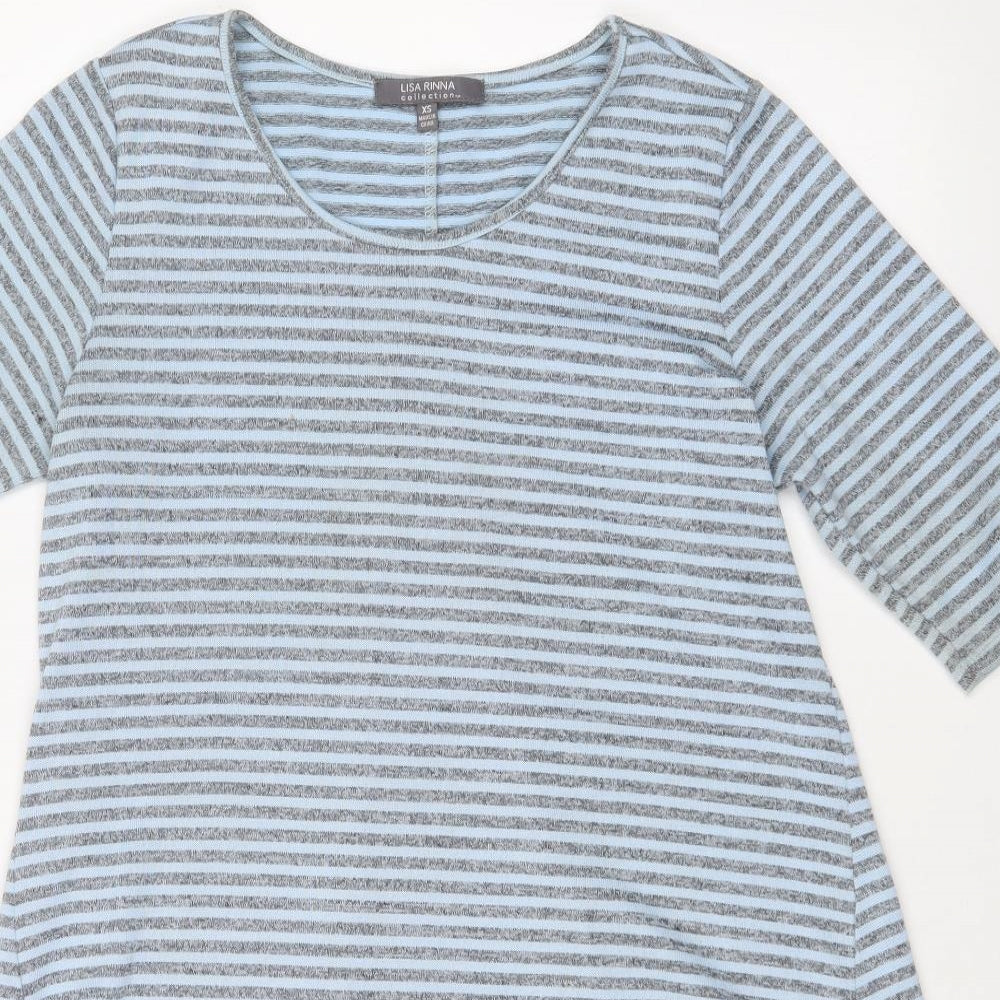 Lisa Rinna Womens Blue Striped  T-Shirt Dress  Size XS