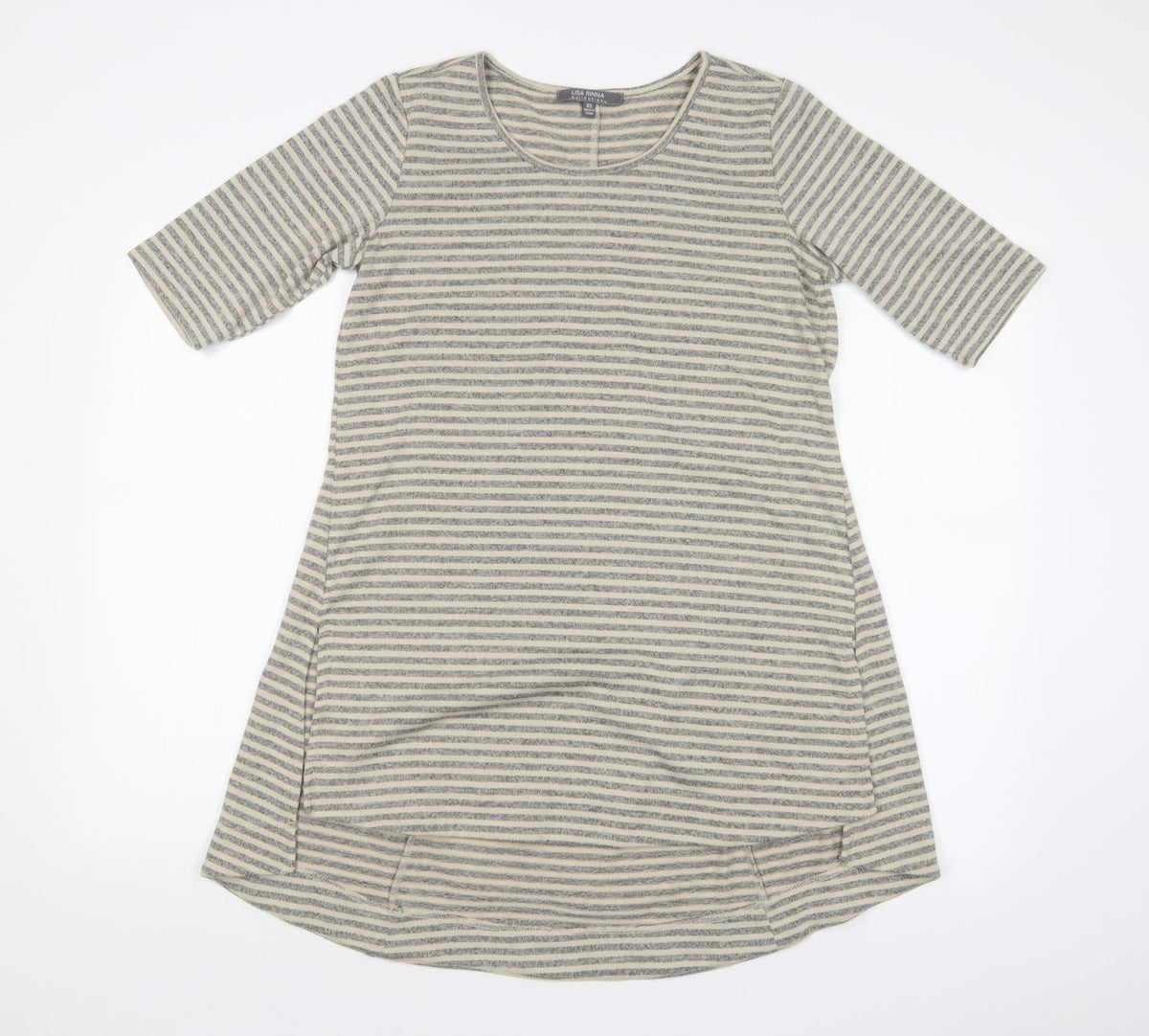 Front view of LISA RINNA women’s multicoloured striped basic t-shirt, size XS