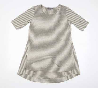 Front view of LISA RINNA women’s multicoloured striped basic t-shirt, size XS
