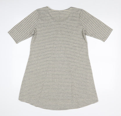 Back view of LISA RINNA women’s multicoloured striped basic t-shirt, size XS