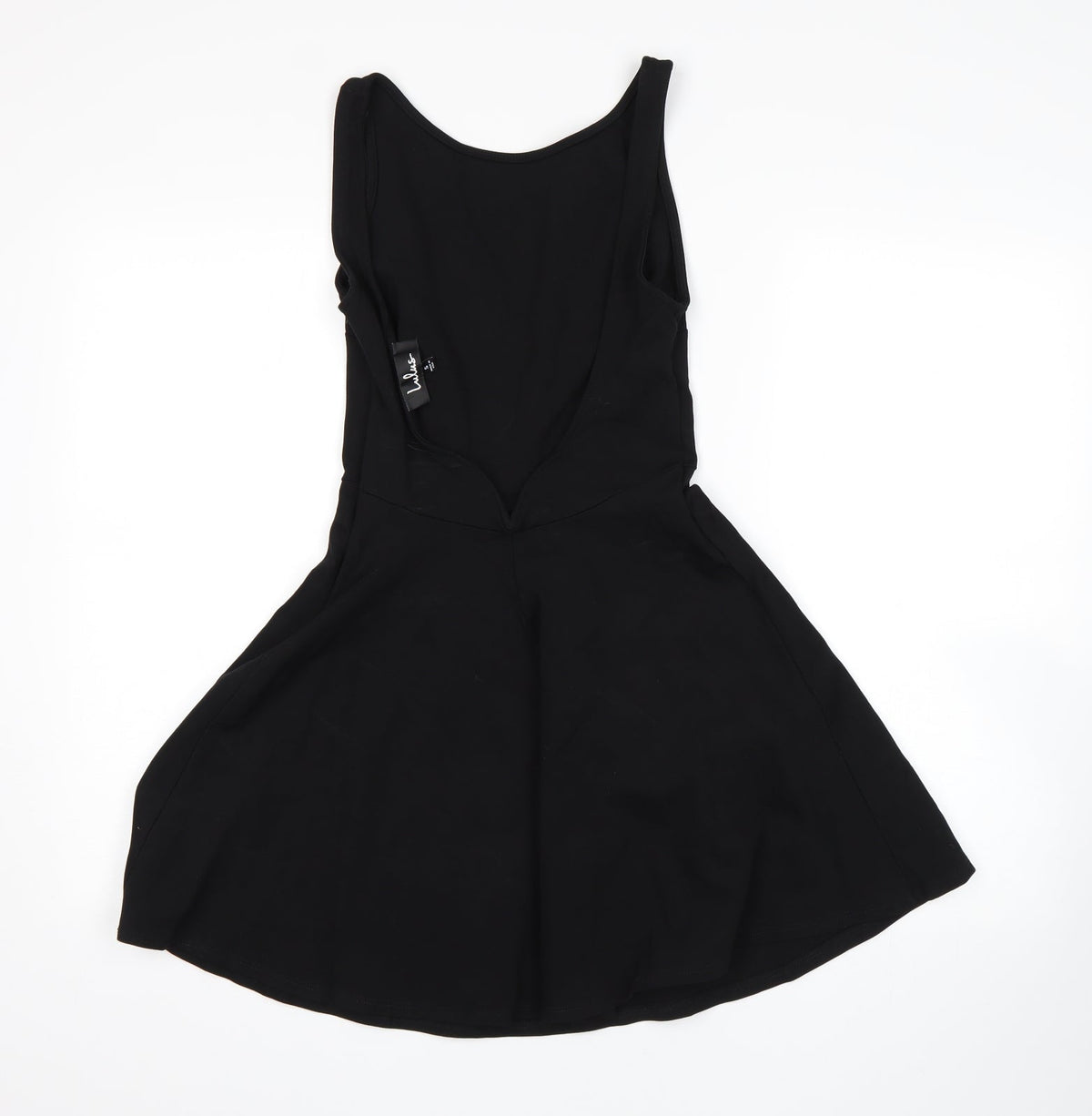 Back view of Lulus women’s black mini, size S