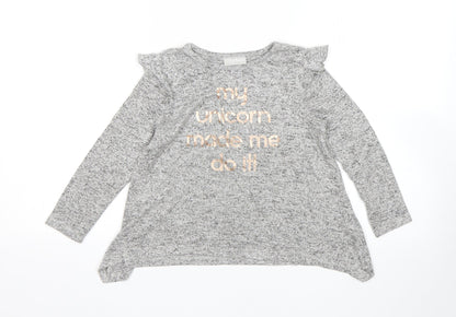 Matalan Girls Grey   Pullover Jumper Size 5 Years