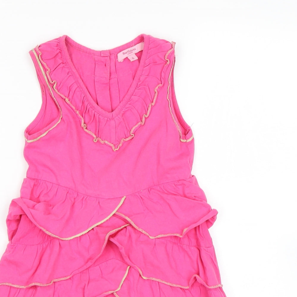 Close-up detail of Beetlejuice women’s pink a-line, size UK 6